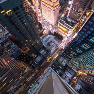 Aerial view of city buildings