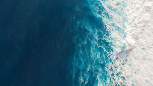 Aerial view of splashing waves