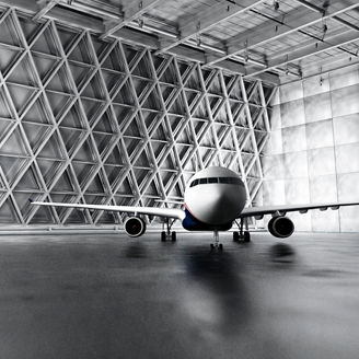 Aero plane standing in shed