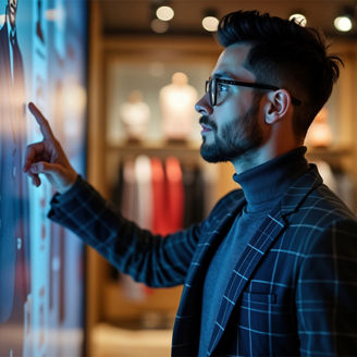 Mann vorm Touchscreen