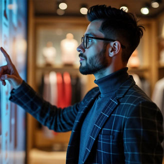 Man looking at a screen