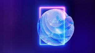 3d dynamic data glass and fabric swirl insside a neon portal