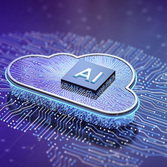 virtual cloud icon with AI lettering