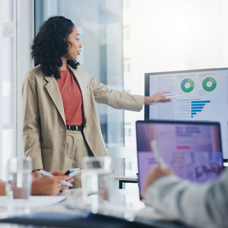 People analyzing data together 