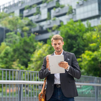 businessmen using tablets
