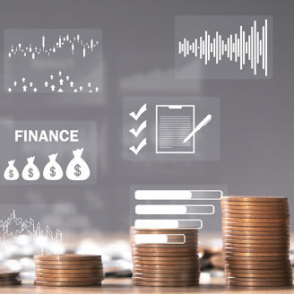 Coins with a growth graphs. Business