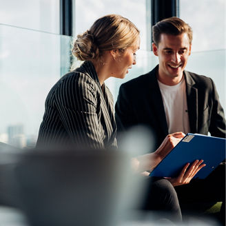 colleagues discussing work