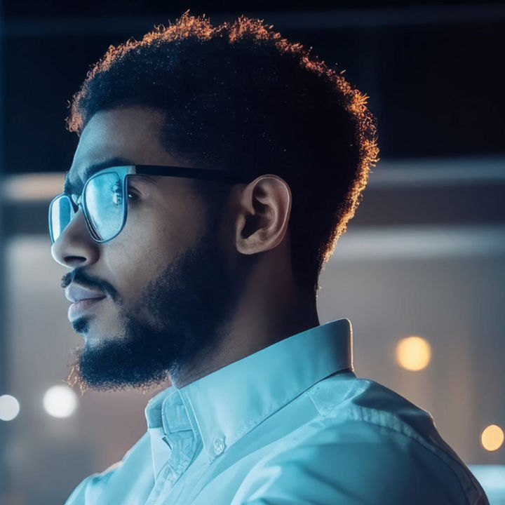 Man looking at a screen