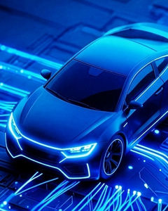 Car on a blue background