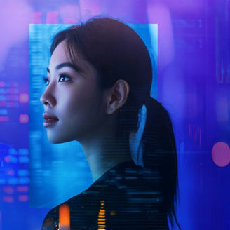 A woman looking forward