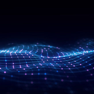 Glowing colors wave with motion dots and lines. Abstract digital background. Concept connection big data. Futuristic technology backdrop. 3D rendering.