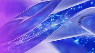 Abstract blue and purple wave pattern with glowing dots.