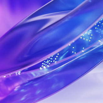 Abstract blue and purple wave pattern with glowing dots.