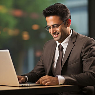 Indian handsome businessman working in the corporate office