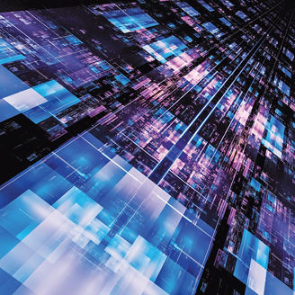 Black blue glass building