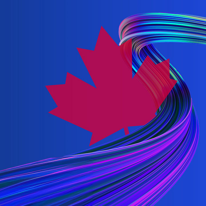 blue abstract lines with canadian flag