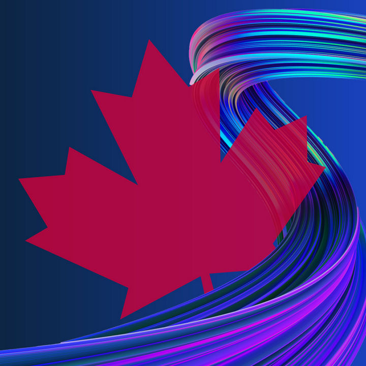 blue abstract lines with canadian flag