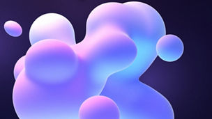 Blue and purple gradient color floating liquid blob. 3d rendering picture.