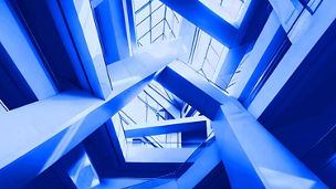 Blue and white pillars