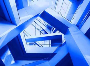 Blue and white pillars