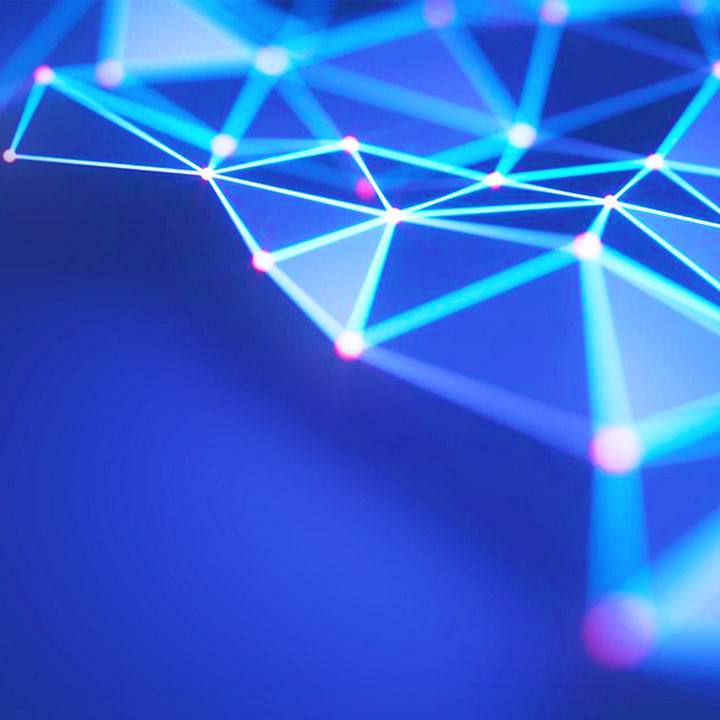 Blue background alliance connected white dots