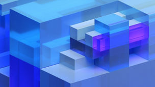 Abstract 3d render, blue and purple geometric composition, background design