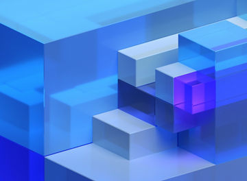 Abstract 3d render, blue and purple geometric composition, background design