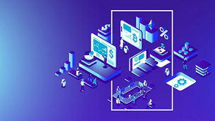 Blue bitcoin blockchain cryptocurrency