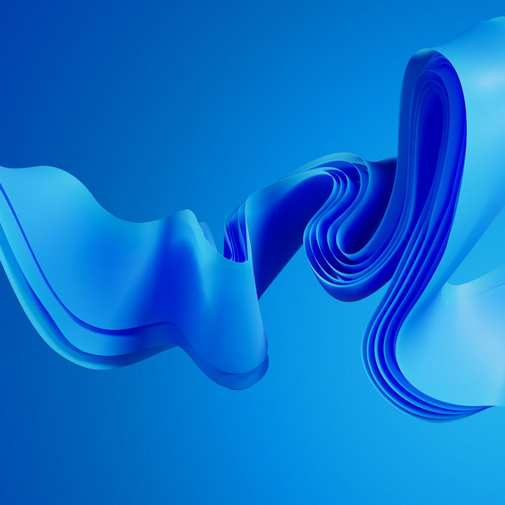3D rendering of desktop wallpaper. A beautiful abstract background with modern wavy shapes in a folded ribbon in a soft blue color. Luxury fashion background for advertising