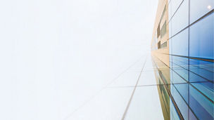 blue glass building view from bottom