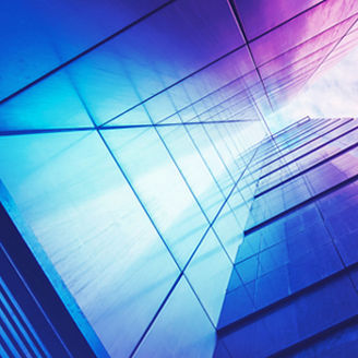 Blue glass office building