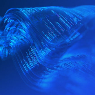 Blue gradients waves with abstract AI details