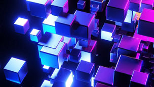 Blue and purple cubes abstract