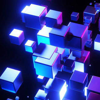 Blue and purple cubes abstract