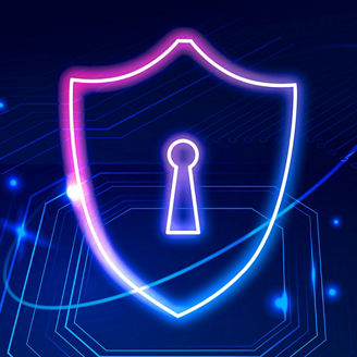 Blue purple shield with key hole