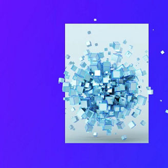 abstract scattered blue cubes