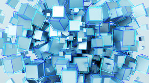 Blue scattered cubes