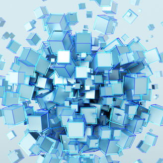 Blue scattered cubes