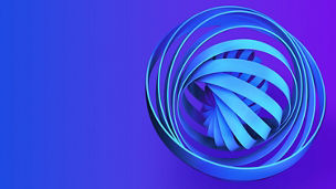 blue spherical spiral abstract banner