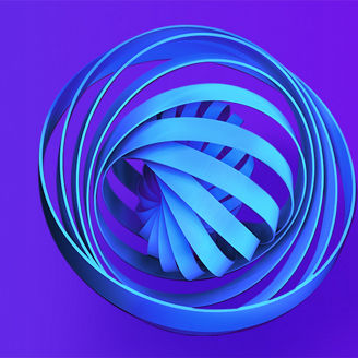 blue spherical spiral abstract banner