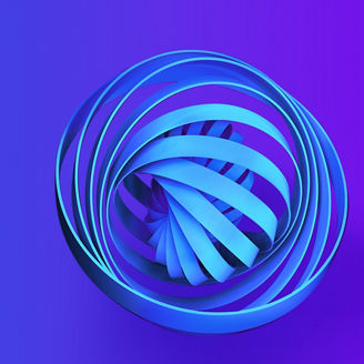 blue spherical spiral abstract banner