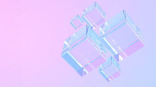 Blue translucent cubes on pink background