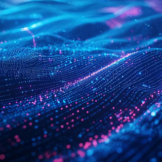 Blue abstract technology data wavy lines in holographic style