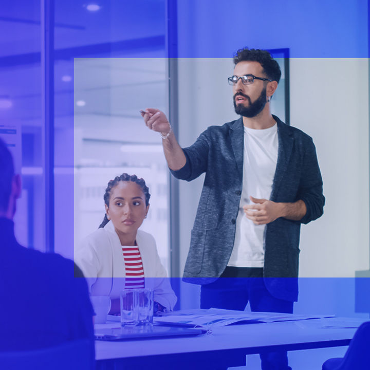 Business professional talking boardroom meeting banner