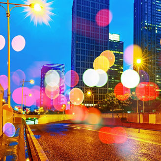 Bokeh cityscape street