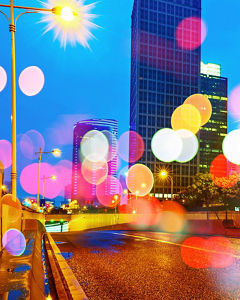 Bokeh cityscape street