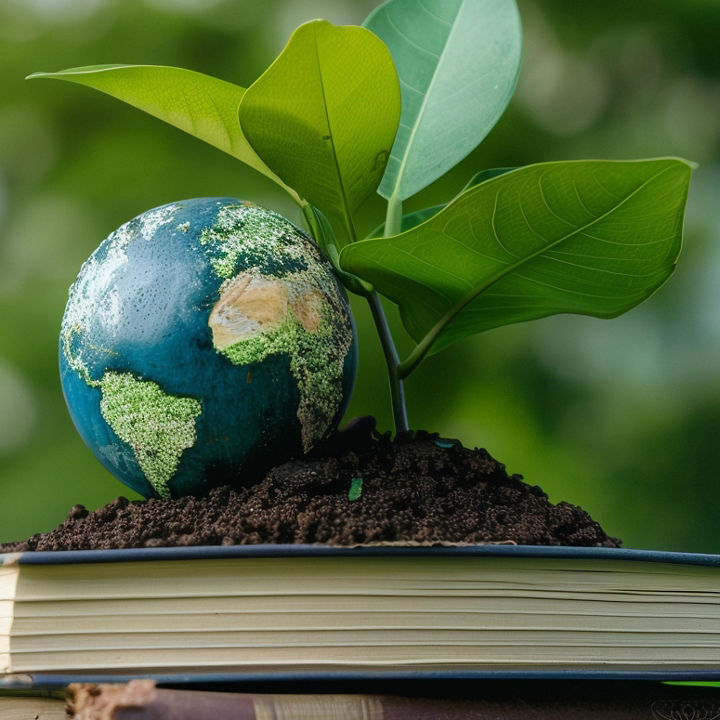 Books and Earth Plant banner