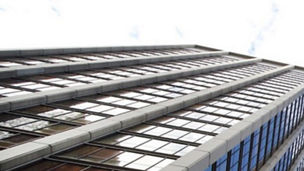 Bottom shot of America skyscraper banner