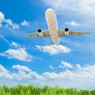 Bottom view of aeroplane in sky