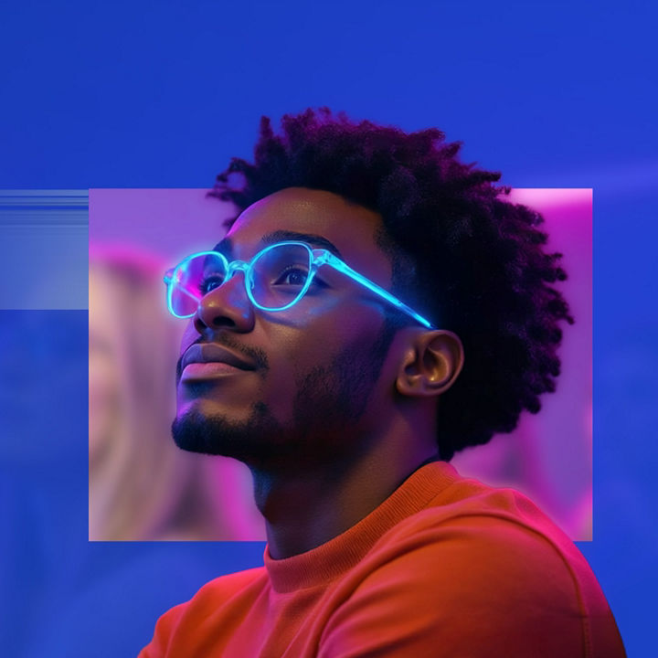 Boy with neon glasses